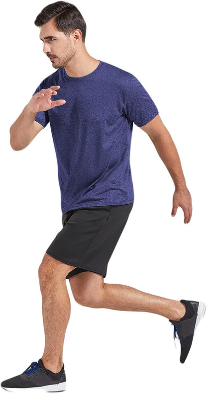 HOT5 Pack Men's Dry Fit T Shirts Athletic Running Gym Workout Short Sleeve Tee Shirts for Men