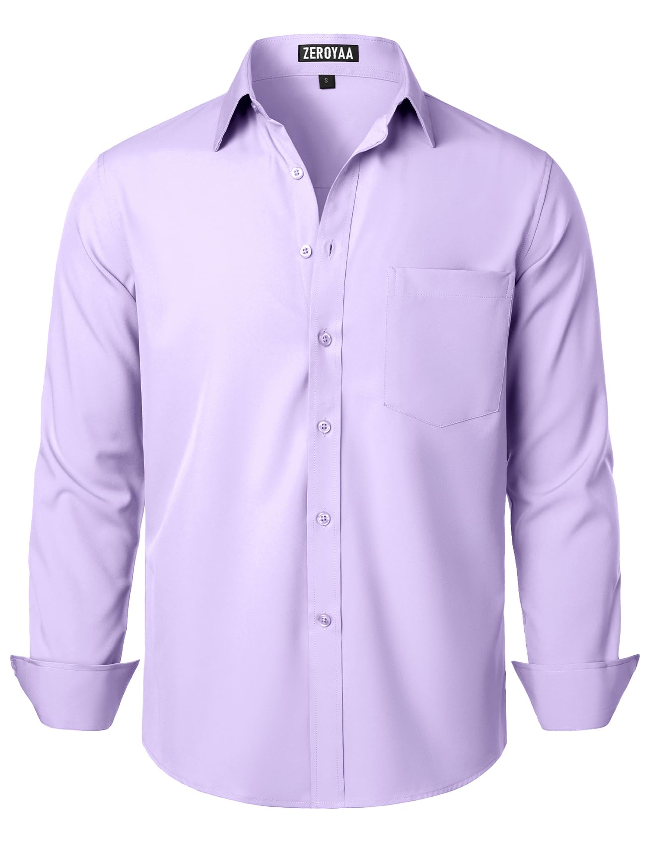 HOTZEROYAA Men's Regular Fit Dress Shirt Solid Wrinkle-Free Long Sleeve Casual Business Button Up Shirts with Pocket