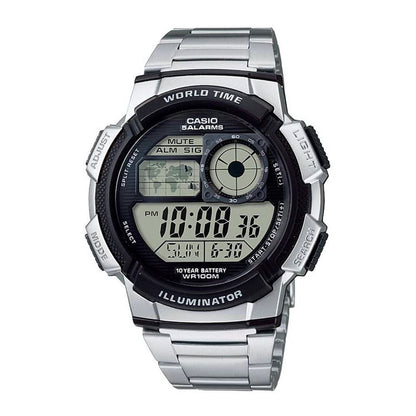 HOTCasio AE1000W Series | Men’s Digital Watch | 100M WR | Multi Alarms | 100 SEC Stopwatch | Countdown Timer | World Map for World Time | LED Light | LC Analog Display | 10 Year Battery