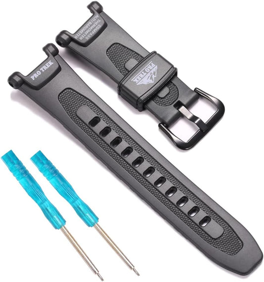 HOTRCNZWQB Rubber Replacement band Compatible with Casio PRG-240 PRG-40 Pathfinder Series Silicone Strap Waterproof Sport Wrist Band