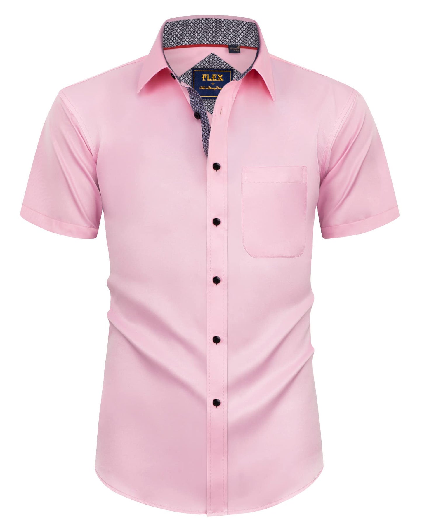 HOTMens Short Sleeve Dress Shirt Wrinkle Free Summer Button Down Shirts | Stretch Non Iron, Regular Fit with Pocket, for Summer Business Casual Wedding Graduation Vacation Office Work Party Formal