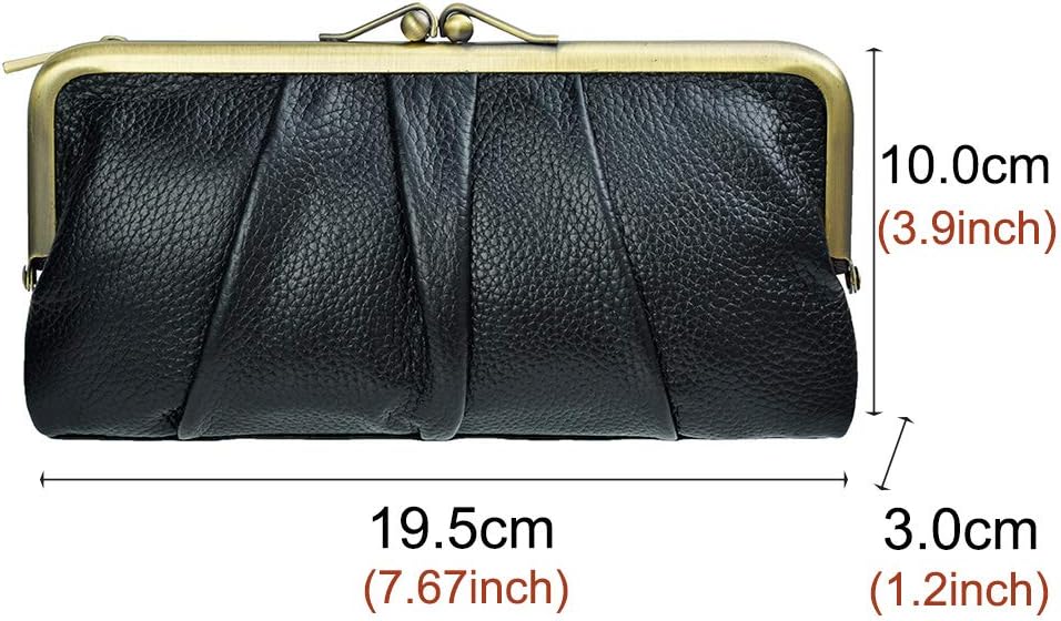 HOTEASTNIGHTS Soft Leather Wallets for Women Compact Bifold RFID Clutch Wallet Ladies Coin Purse with Zipper and Kiss Lock