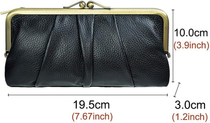 HOTEASTNIGHTS Soft Leather Wallets for Women Compact Bifold RFID Clutch Wallet Ladies Coin Purse with Zipper and Kiss Lock