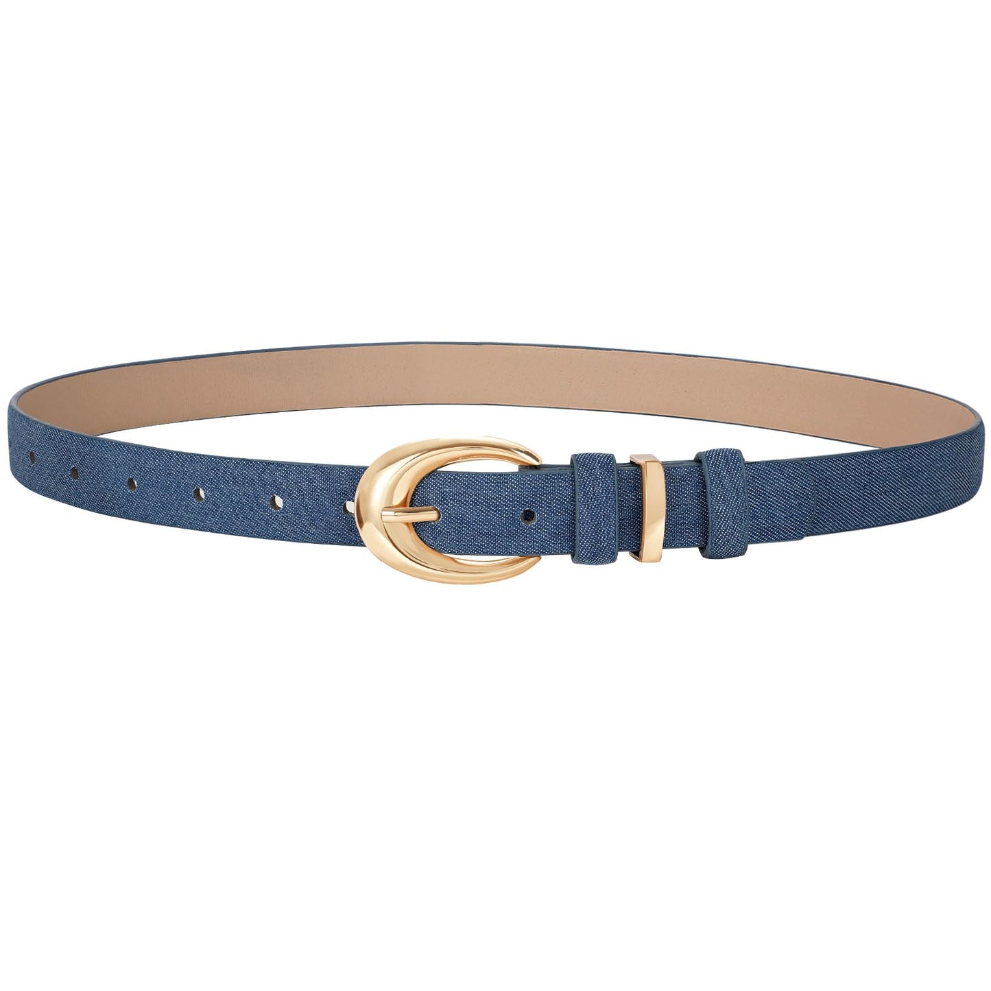 HOTTRIWORKS Women Leather Belt for Jeans Pants Fashion Ladies Skinny Faux Leather Dress belt with Gold Buckle