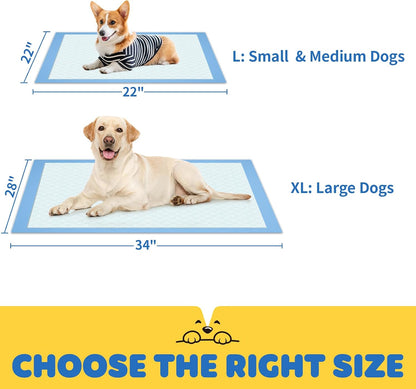 HOTPowools 100-Pack X-Large Puppy Pads - 34'' x 28'' Pee Pads for Dogs Potty Training with Leak-Proof Quick-Dry Design, 6-Layer Wee Wee Pads for Dogs, Blue