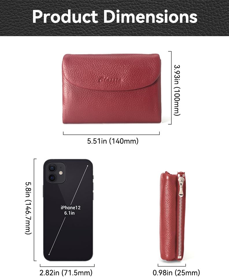 HOTWallet for Women [Genuine Leather] [Magnetic Closure], Large Capacity Female Ladies Bifold Wallet Card Holder, ID Window, Zipper Coin Pockets (Burgundy)