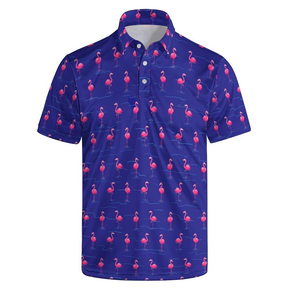 HOTGolf Polos for Men Funny Moisture Wicking Golf Shirts Performance Quick-Dry Polo Shirts Short Sleeve