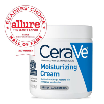 HOTCeraVe Moisturizing Cream, Body and Face Moisturizer for Dry Skin, Body Cream with Hyaluronic Acid and Ceramides, Daily Moisturizer, Oil-Free, Fragrance Free, Non-Comedogenic, 19 Ounce