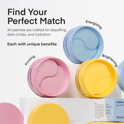 HOTTerez & Honor Under Eye Patches for Dark Circles - 60 Korean Hydrogel Masks for Puffiness, Bags, Wrinkle with Caffeine, Hyaluronic Acid, Niacinamide - Undereye Hydrating & Cooling, Vegan, No Fragrance
