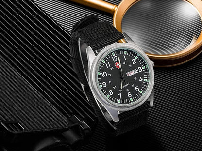HOTGosasa Unisex Military Analog Field Watch with Nylon Strap, Luminous Easy Read Dial, Sport Tactical Casual Quartz Wristwatch, Daily Water Resistant