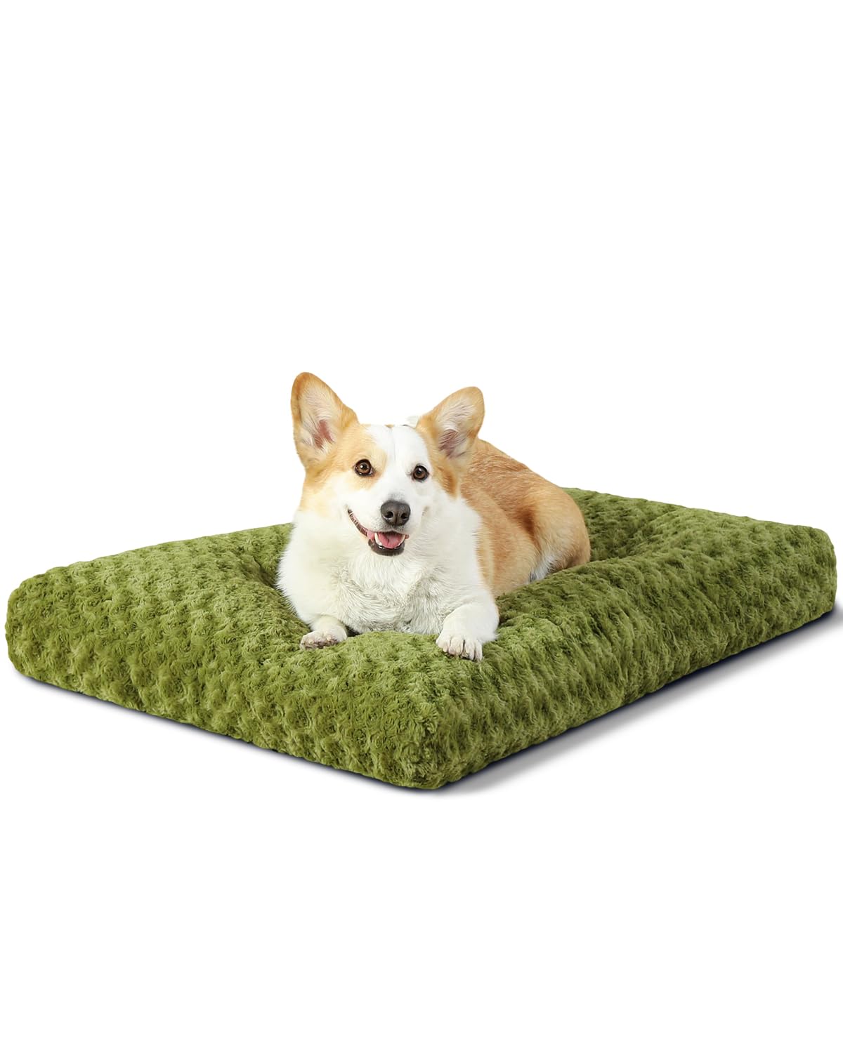 HOTKSIIA Washable Dog Bed Deluxe Plush Dog Crate Beds Comfy Kennel Pad Anti-Slip Pet Sleeping Mat for Large, Jumbo, Medium, Small Dogs Breeds, 35" x 23", Gray