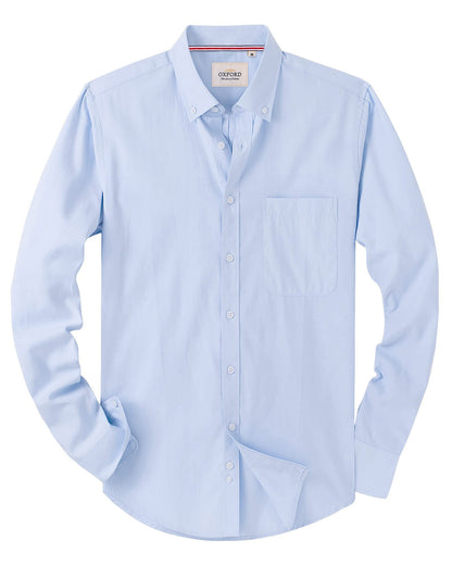 HOTAlimens & Gentle Mens Solid Oxford Shirt Long Sleeve Dress Shirt Work Casual Button Down Shirts with Pocket