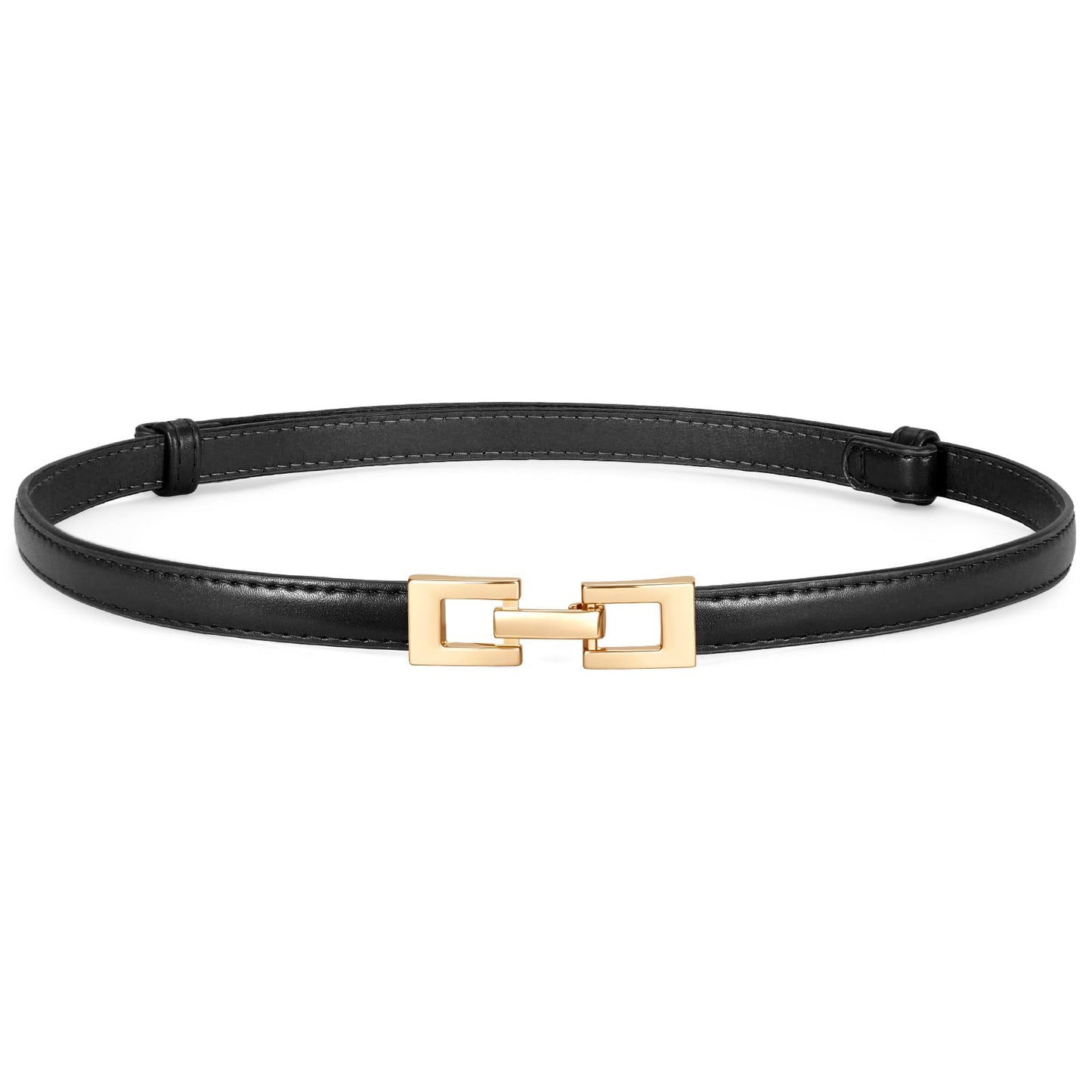 HOTXZQTIVE Women's Thin Leather Belt – Adjustable Casual Office Belt for Dresses Jeans Pants – Gold Buckle, Multi-Color