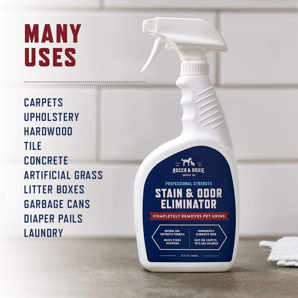 HOTRocco & Roxie Supply Co. Stain & Strong Odor Eliminator, Enzyme Cleaner, Pet Odor Eliminator for Home - Carpet Stain Remover for Cats & Dog Pee - Urine Destroyer - Carpet Cleaner Spray, 1-Gallon