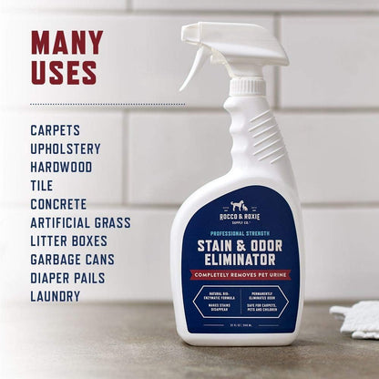 HOTRocco & Roxie Supply Co. Stain & Strong Odor Eliminator, Enzyme Cleaner, Pet Odor Eliminator for Home - Carpet Stain Remover for Cats & Dog Pee - Urine Destroyer - Carpet Cleaner Spray, 1-Gallon