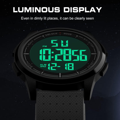 HOTGOLDEN HOUR Ultra-Thin Minimalist Sports Waterproof Digital Watches Men with Wide-Angle Display Rubber Strap Wrist Watch for Men Women