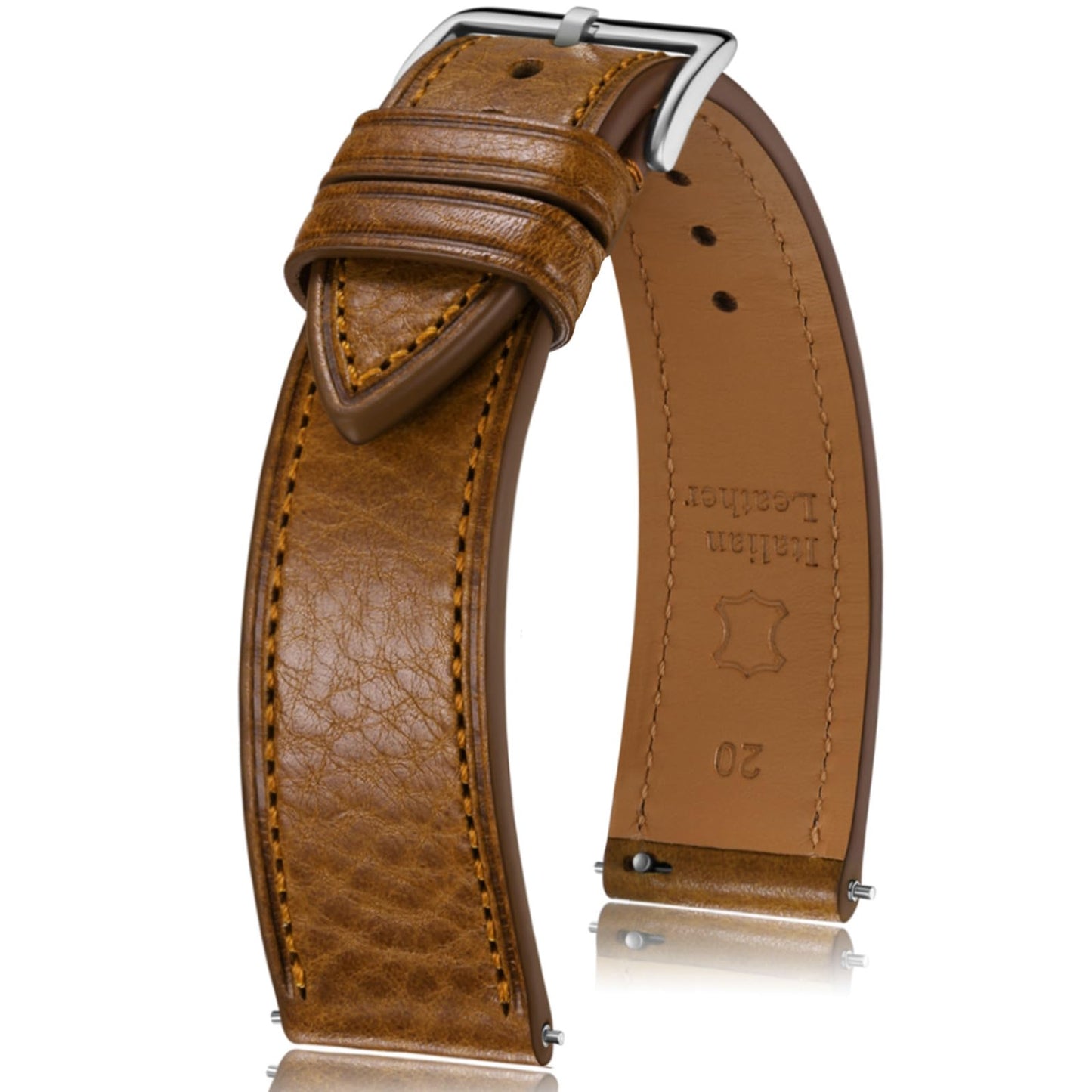 HOTGetalia Italian leather Watch Band Tuscany Natural Vegetable-Tanned Full Grain Genuine Leather,18mm 19mm 20mm 21mm 22mm Quick Release Replacement Watch Straps for Men and Women Thin and Soft