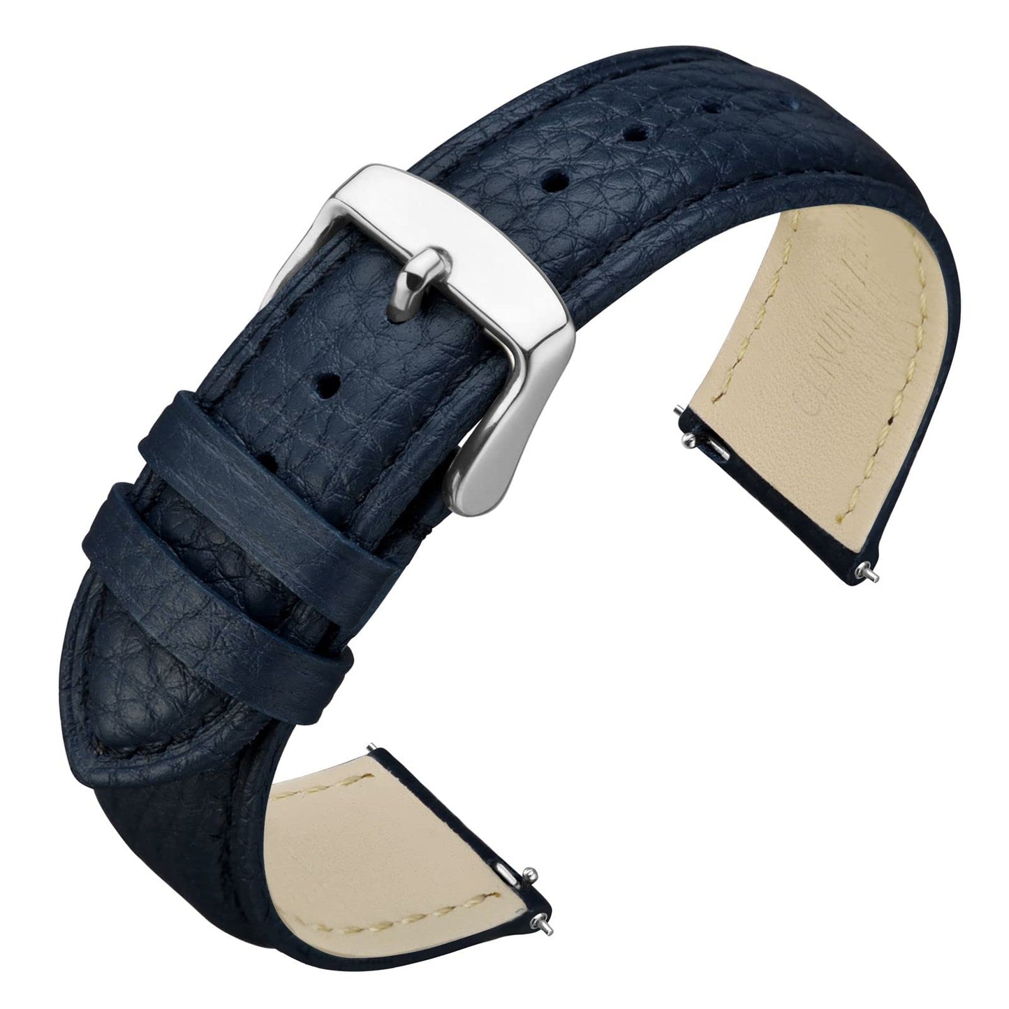 HOTANNEFIT Watch Band 18mm, Quick Release Textured Padded Leather Straps with Gold Buckle for Men and Women (Black)