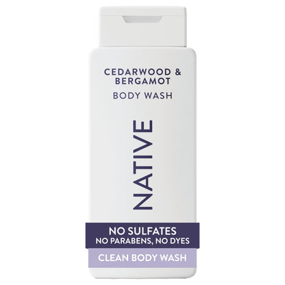 HOTNative Clean Body Wash, Gentle & pH-balanced for Sensitive Skin, 24-Hr Freshness for Men & Women, Vegan & Cruelty-Free, Free of Sulfates, Parabens & Phthalates, Sea Salt & Cedar, 18 fl oz