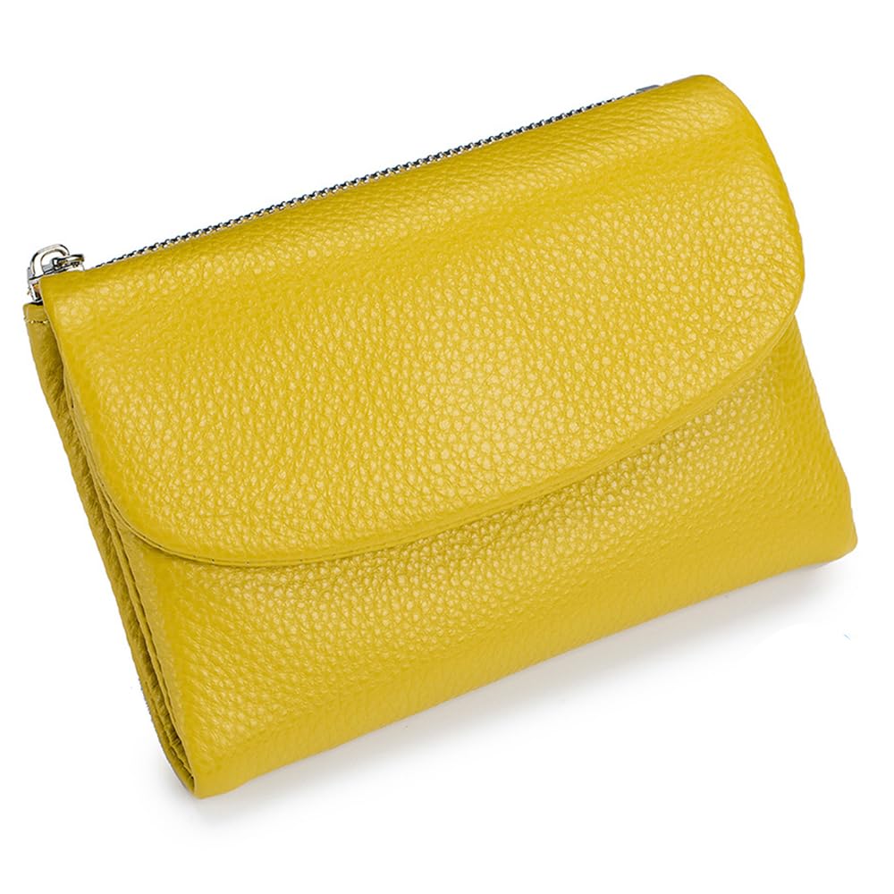 HOTLECDOA Unisex Pebble Leather Wallet, Short Genuine Leather Coin and Card Wallet, Small Wallets for Women, Suitable for Coins and Cards (#15)