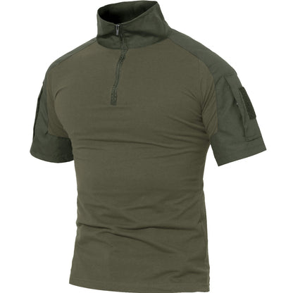HOTMAGCOMSEN Men's Tactical Military Shirts 1/4 Zip Short Sleeve Slim Fit | Combat, Work, Hiking, Camping, Outdoor, Army Shirt