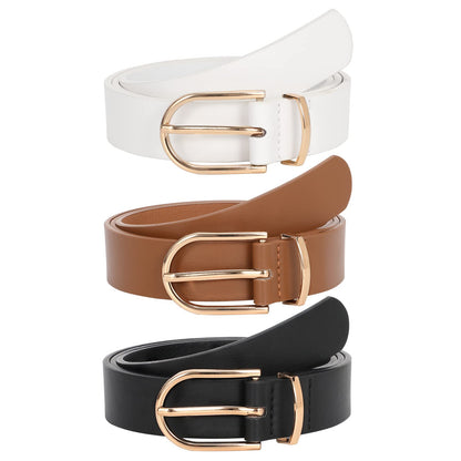 HOTJASGOOD Women’s Leather Belts for Jeans Pants Fashion Ladies Belt with Gold Buckle