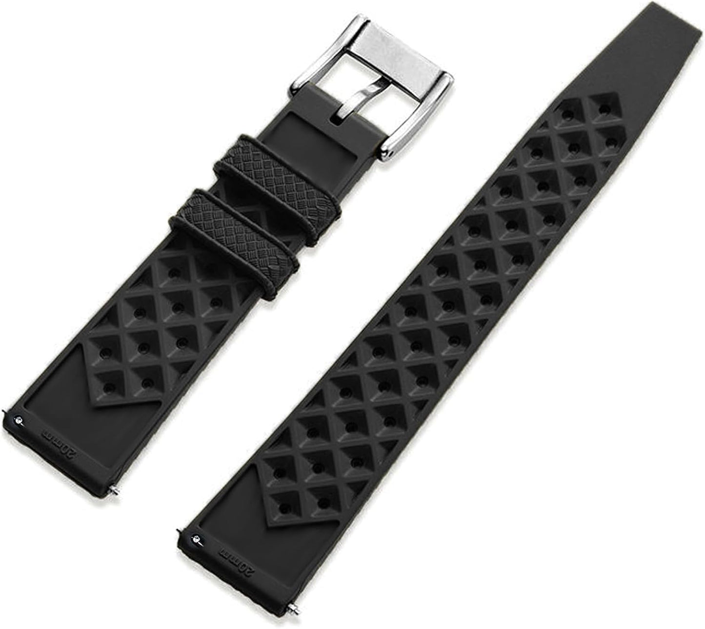 HOTFKM Rubber Watch Strap Quick Release Tropical Style Fluororubber 18mm 19mm 20mm 21mm 22mm Soft Breathable Durable FKM Rubber Watch Band Universal Replacement Band Strap for Men Women