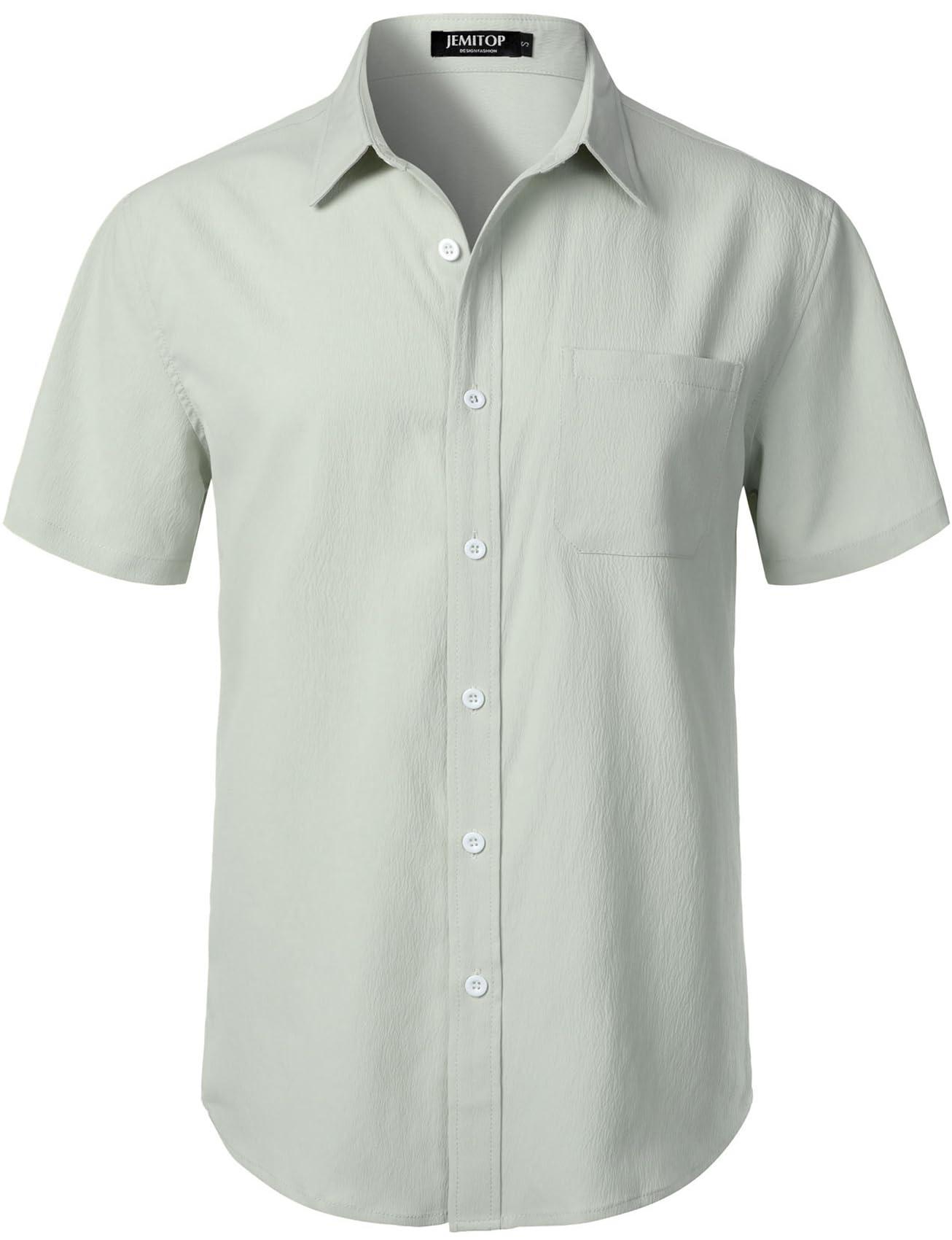 HOTJEMITOP Mens Stretch Wrinkle Free Texture Shirts | Lightweight, Summer, Beach, Stylish, Button Down, Short Sleeve, Casual, Vacation