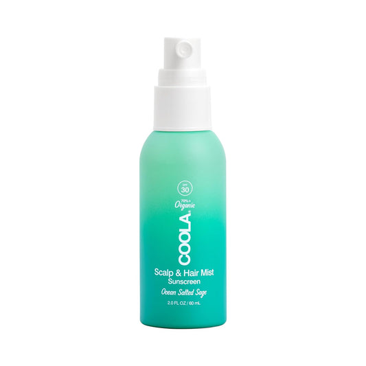 HOTCOOLA Organic Scalp Spray & Hair Sunscreen Mist with SPF 30, Dermatologist Tested Hair Care for Daily Protection, Vegan and Gluten Free, Ocean Salted Sage, 2 Fl Oz