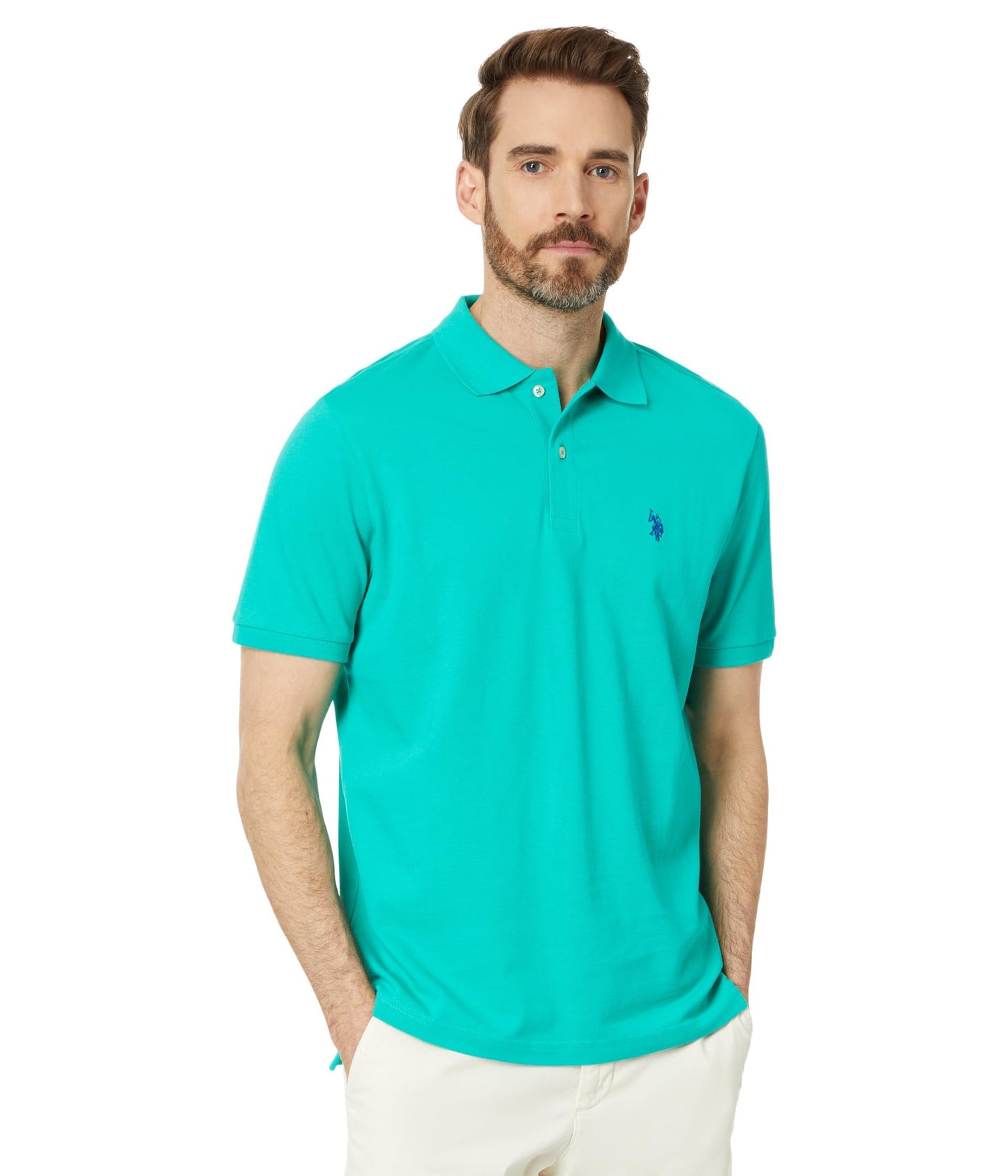 HOTU.S. Polo Assn. Men's Classic Polo Shirt, Two-Button Closure Pique Polo Shirt, Summer Fashion Golf Shirt | Two-Button Closure Pique Polo Shirt, Summer Fashion Golf Shirt