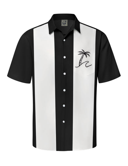 HOTHardaddy Men's Vintage Bowling Shirt Short Sleeve Button Down Hawaiian Summer Beach Printed Casual Shirts