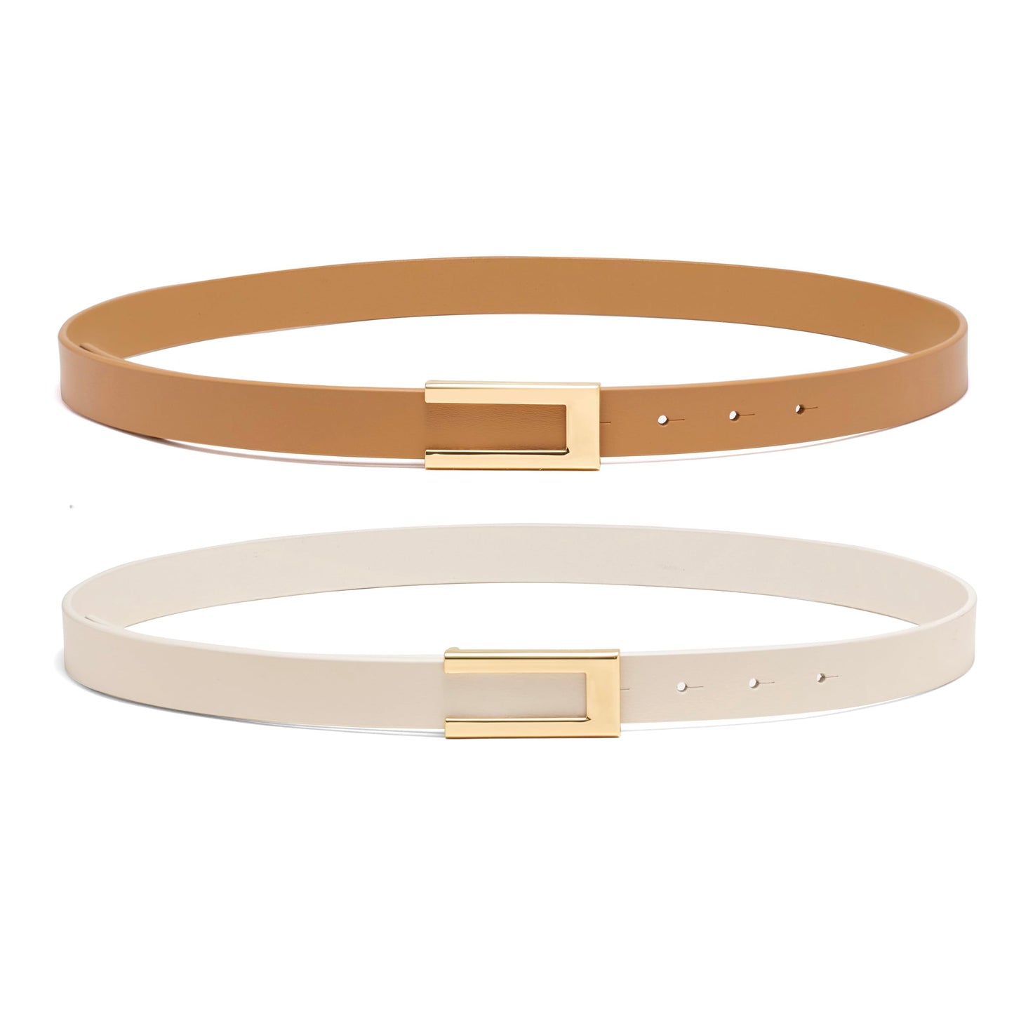 HOTYooAi Womens Leather Belt Skinny Waist Belt for Dresses Jeans Pants with Gold Buckle