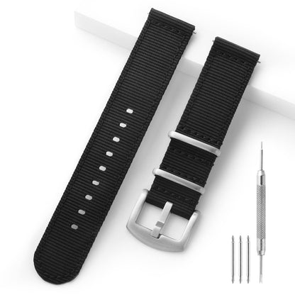 HOTTACTICAL FROG 18 mm 20 mm 22 mm Fast Release Nylon Watch band with Stainless Steel Buckle, Two-Piece Waterproof Nylon Watch Strap for Men and Women