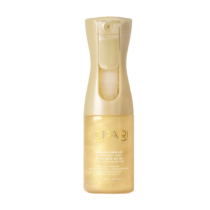 HOTKopari Rose Gold Sunglaze Sheer Body Mist Sunscreen SPF 42, Infused with Shimmering Body Oil, Hydrating Mist, Hydrates, Brightens, Makeup Friendly, Gives Skin a Glowy Finish, Lightweight,