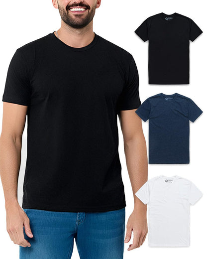 HOTMens T Shirts Soft Cotton Crew Neck Athletic Fit Casual Tees S-4XL | Soft cotton blend casual tee shirts with 4-way stretch - tag-free athletic fit for gym, work & casual wear. A go-to gift.