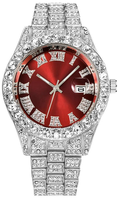 HOTHip Hop Watches for Men Iced-Out Bling Diamond Luxury Quartz Watches with Date