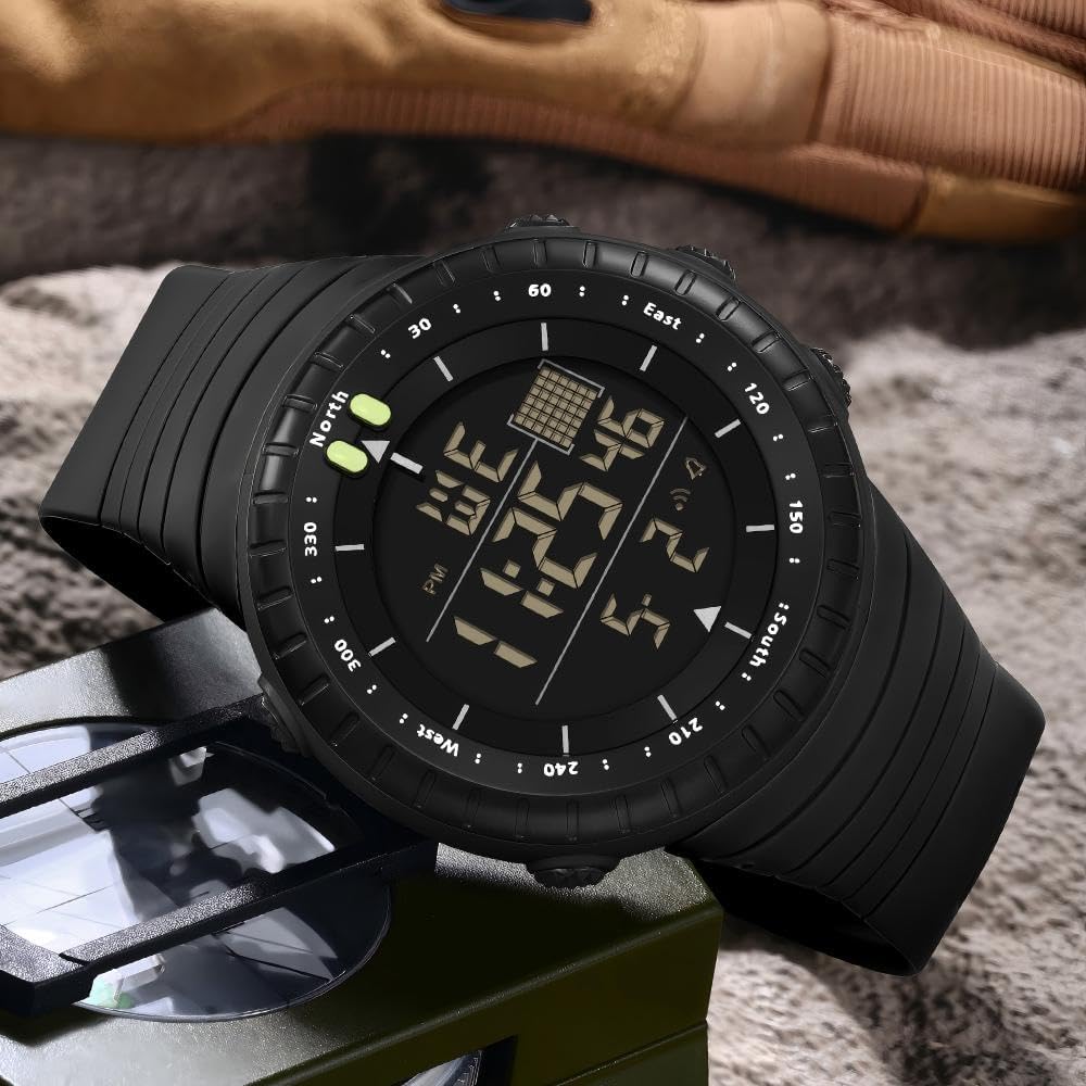HOTMen's Digital Sports Watch Military Waterproof Tactical Watch with LED Backlight Watches for Men