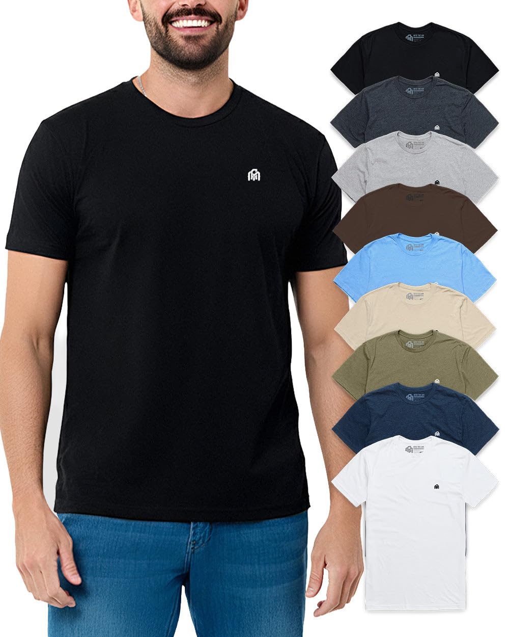 HOTMens T Shirts Soft Cotton Crew Neck Athletic Fit Casual Tees S-4XL | Soft cotton blend casual tee shirts with 4-way stretch - tag-free athletic fit for gym, work & casual wear. A go-to gift.