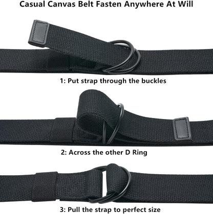HOTGinwee 8-Packs Canvas Belt Web Fabric Casual Belt with Zinc Alloy Buckle Double D-ring for Men Women