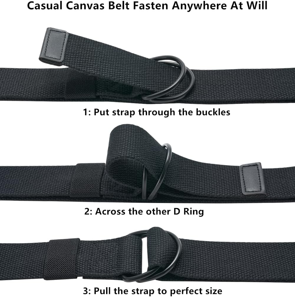 HOTGinwee 5-Packs Canvas Belt Web Fabric Casual Belt with Zinc Alloy Buckle Double D-ring for Men Women