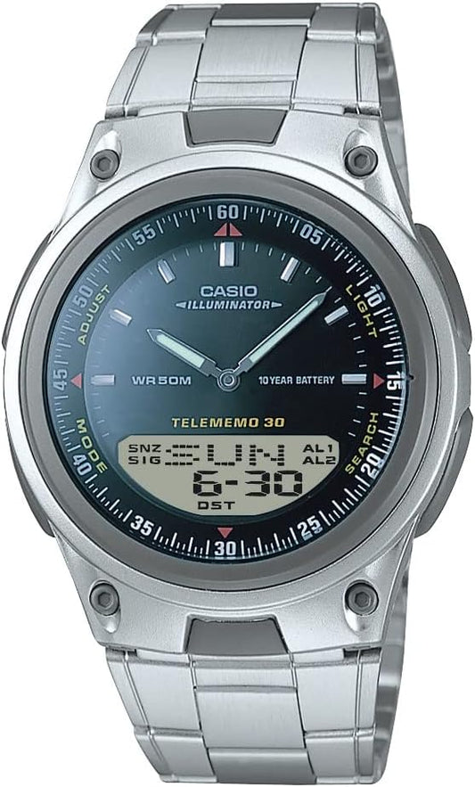 HOTCasio AW80 Series | Men’s Analog-Digital Watch | 50M Water Resistance | Multi Alarms | 100 SEC Stopwatch | Countdown Timer | World Map for World Time | LED Light | LC Display | 10 Year Battery