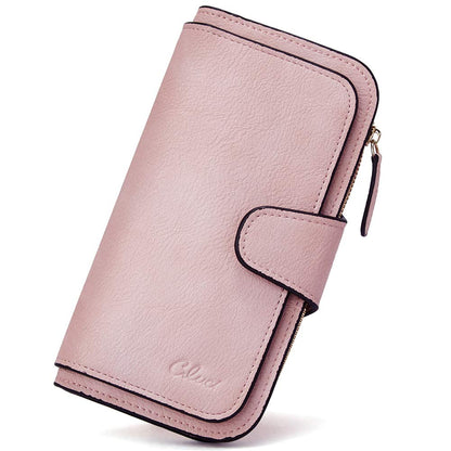 HOTCLUCI Wallet For Women PU Leather RFID Blocking Womens Wallet Bifold Card Holder with ID Window Gifts for Women Birthday