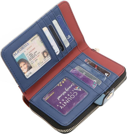 HOTNicole Lee NIKKY Compact Wallet, Vegan Leather, 8 Card Slots (EIFFEL DREAMS)