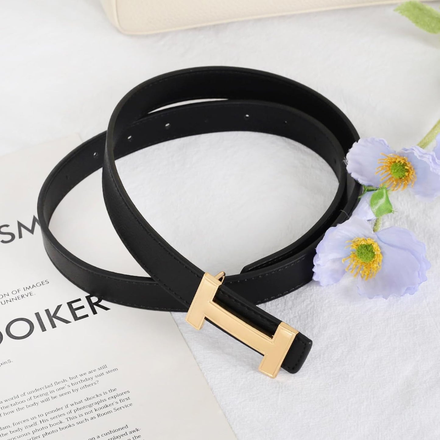 HOTRelang Women's Belts with Gold Buckle, Fashion Waist Band, Elegant Ladies' Belt, Gift for Women