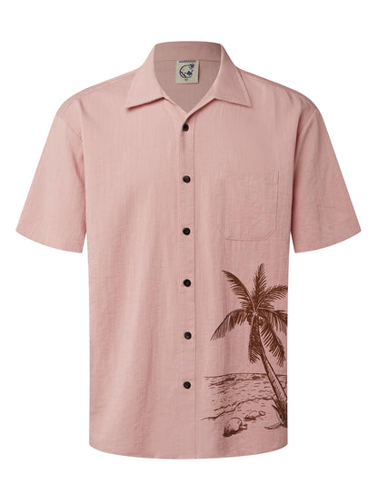 HOTHardaddy Men's Hawaiian Shirt Short Sleeves Coconut Printed Button Down Summer Beach Casual Shirts