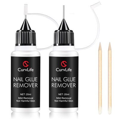 HOTCurvlife 10g Semi-Solid Glue and 20ml Pinpoint Glue Remover Kit - Gel for Press on Nails, Quick Dry No UV Lamp Needed with Gentle Non-Acetone Remover, Fake Nail Tips