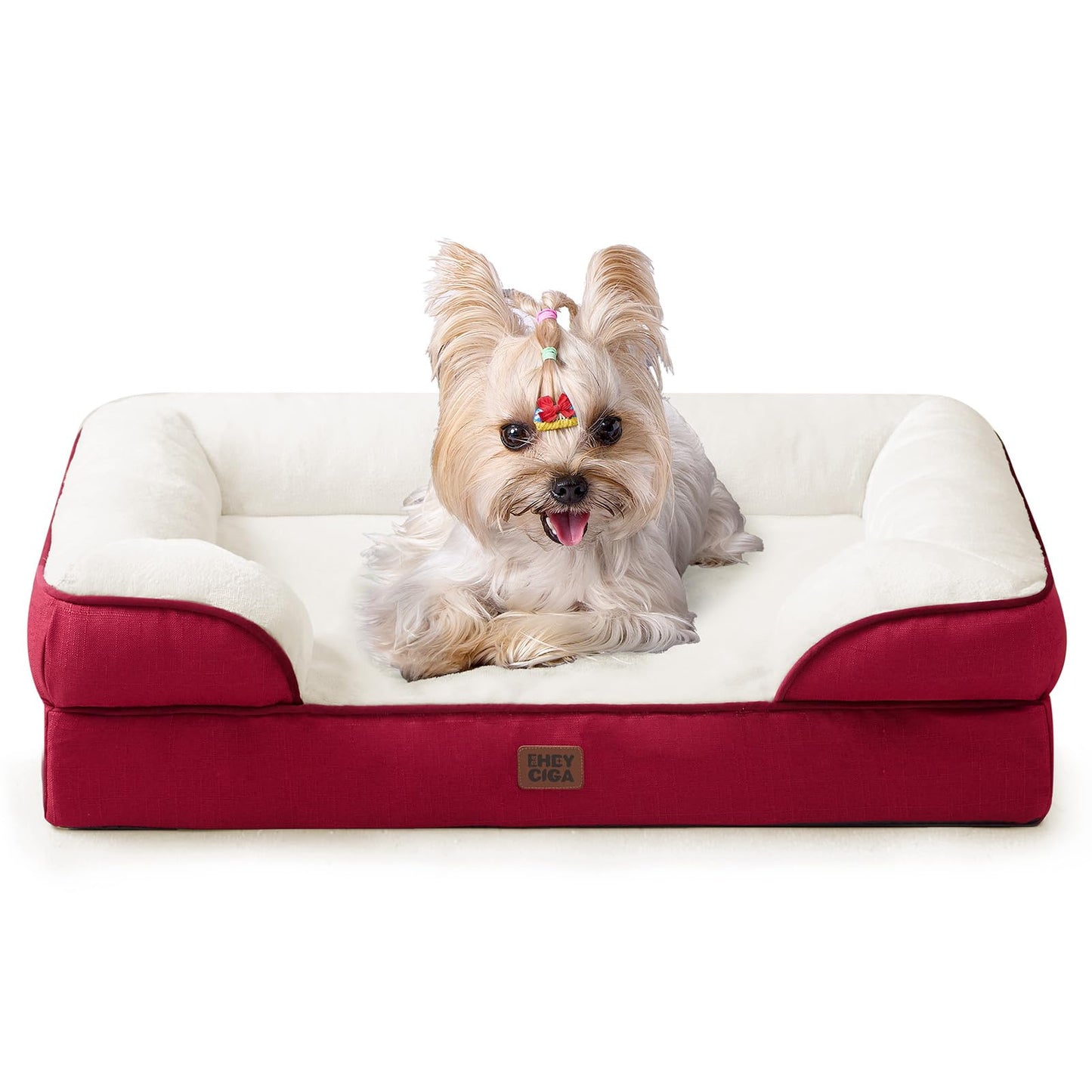 HOTEHEYCIGA Orthopedic Dog Beds for Extra Large Dogs 44x32Inch, Polyurethane Foam XL Pet Bed with Sides, Non-Slip and Egg-Crate Foam Big Dog Couch Bed with Washable Removable Cover, Grey