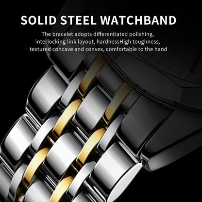 HOTOLEVS Watch for Men Diamond Business Dress Analog Quartz Stainless Steel Waterproof Luminous Date Two Tone Luxury Casual Wrist Watch Blue