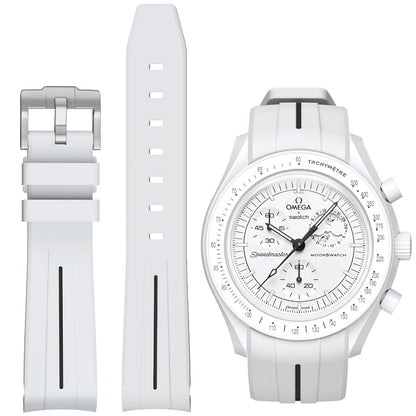 HOTBands for Moonswatch Watch,Curved No Gap Rubber Strap Compatible with Omega X Swatch Moonswatch Speedmaster/Rolex/SEIKO 20mm Watch,Swatch Omega Moonswatch Speedmaster Watch Replacement Band Men Women