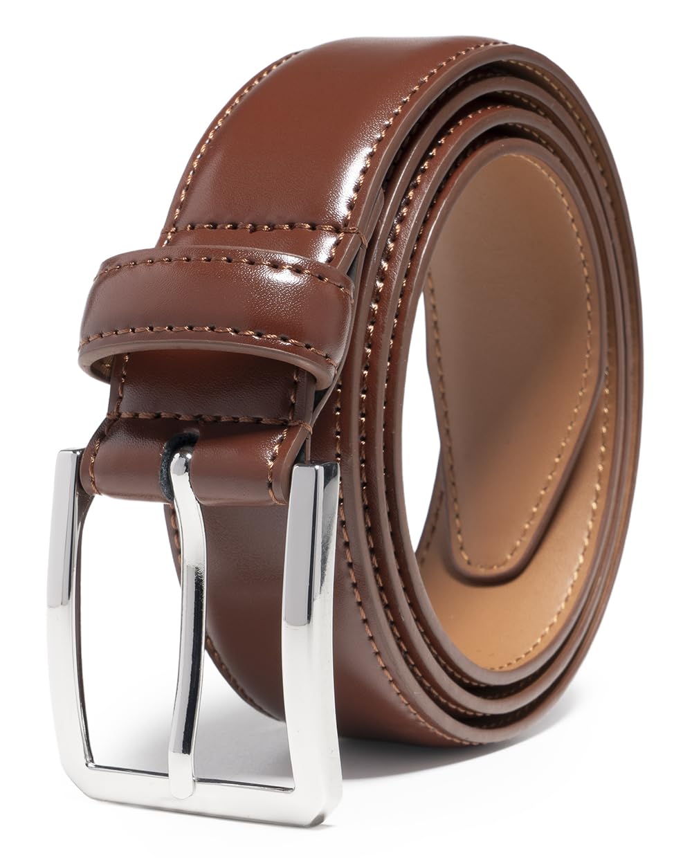 HOTFabio Valenti Genuine Leather Dress Belts For Men - Mens Belt For Suits, Jeans, Uniform With Single Prong Buckle